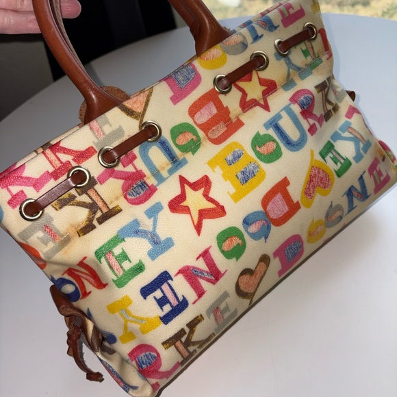 Dooney & Bourke Multicolor Alphabet Canvas Tote with Brown Leather Trim - Picture 5 of 8